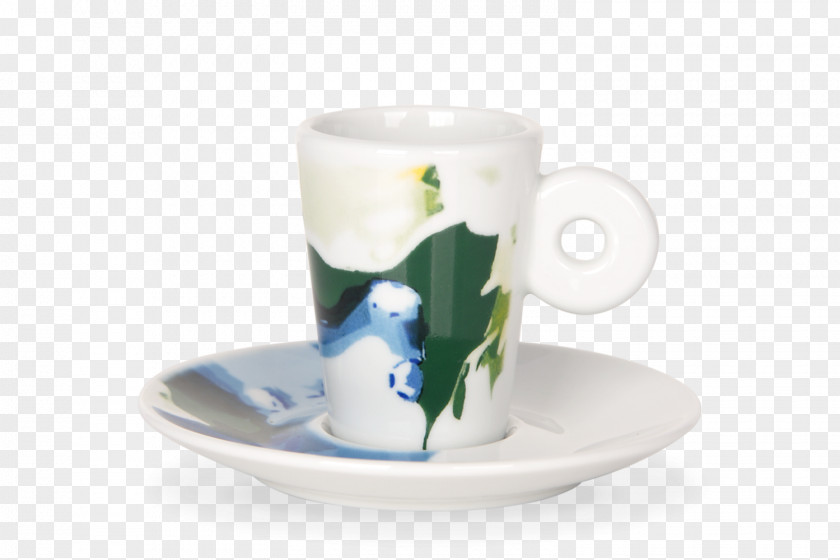 Abstract Nature Coffee Cup Espresso Saucer Porcelain Mug PNG