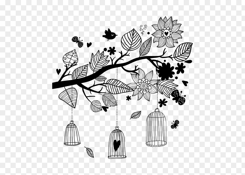 Tree Drawing Wall Decal Cage PNG