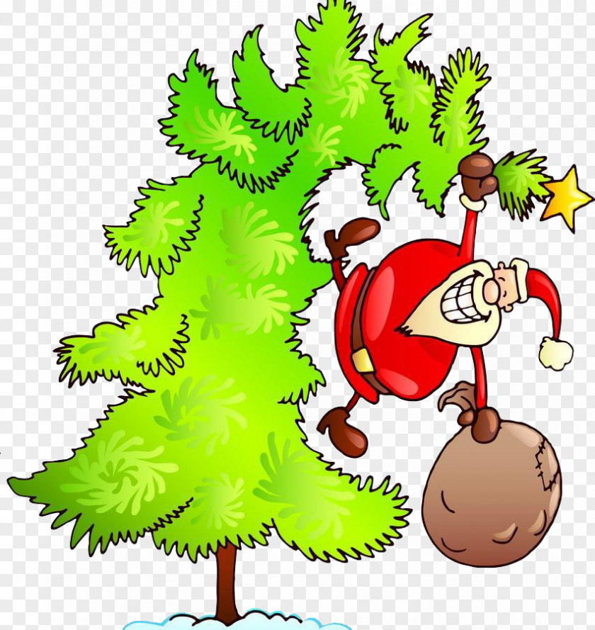 Tree Santa Claus Christmas Gift Illustration PNG