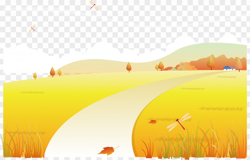 Watercolor Field Vector Commodity Yellow Wallpaper PNG