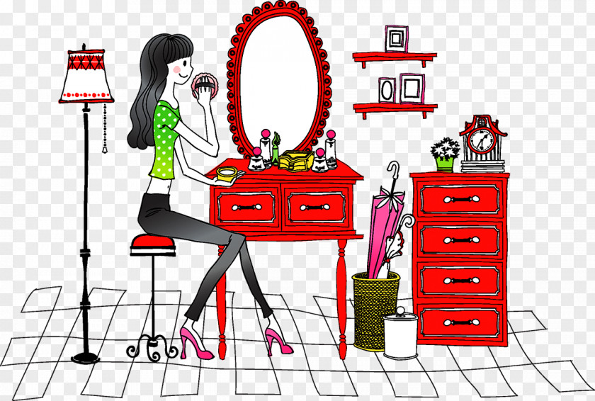 Woman Painting Makeup Cosmetics Stock Illustration Drawing PNG