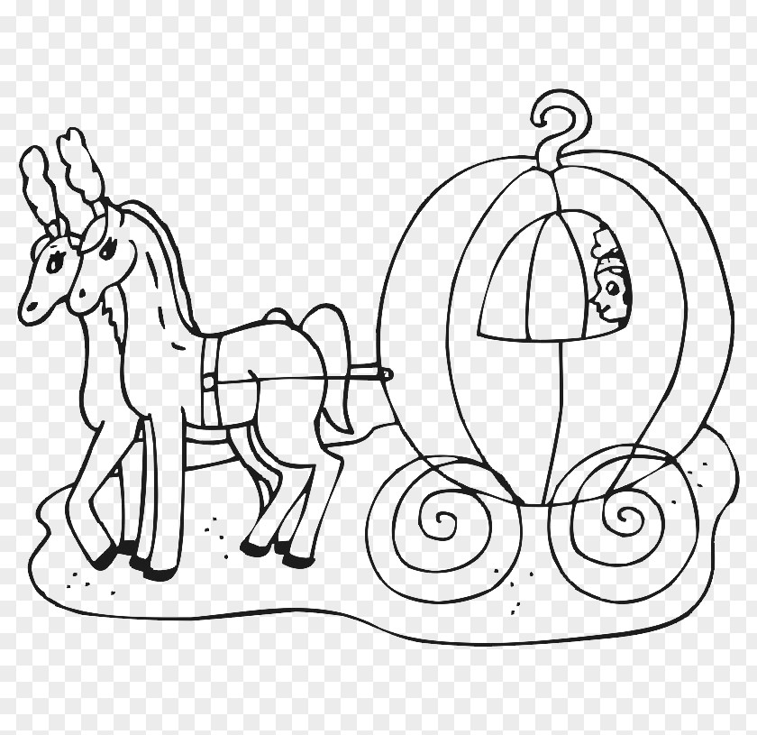A Simple Portrait Of Cinderella Pumpkin Carriage Coloring Book Child PNG