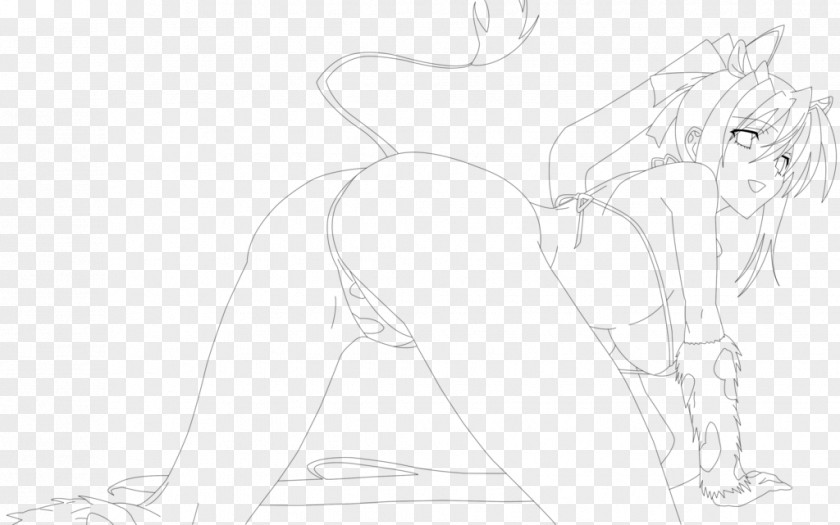 Akeno Drawing Line Art Black And White Sketch PNG