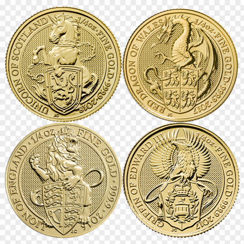 Coin Gold The Queen's Beasts Unicorn PNG