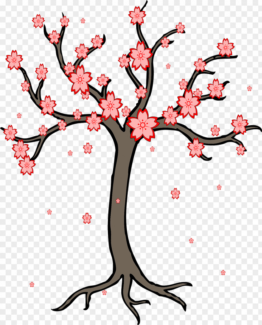 Cherry Blossom Tree Trunk Clip Art PNG