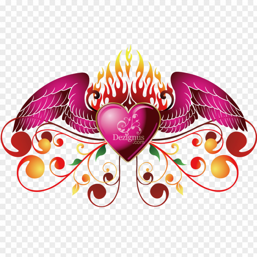 Heart With Wings Drawing Clip Art PNG