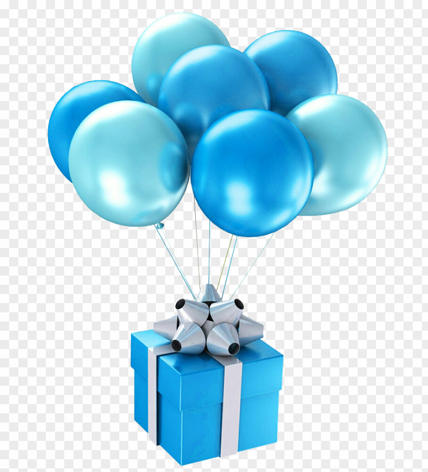 Blue Gift Balloon Happy Birthday To You PNG
