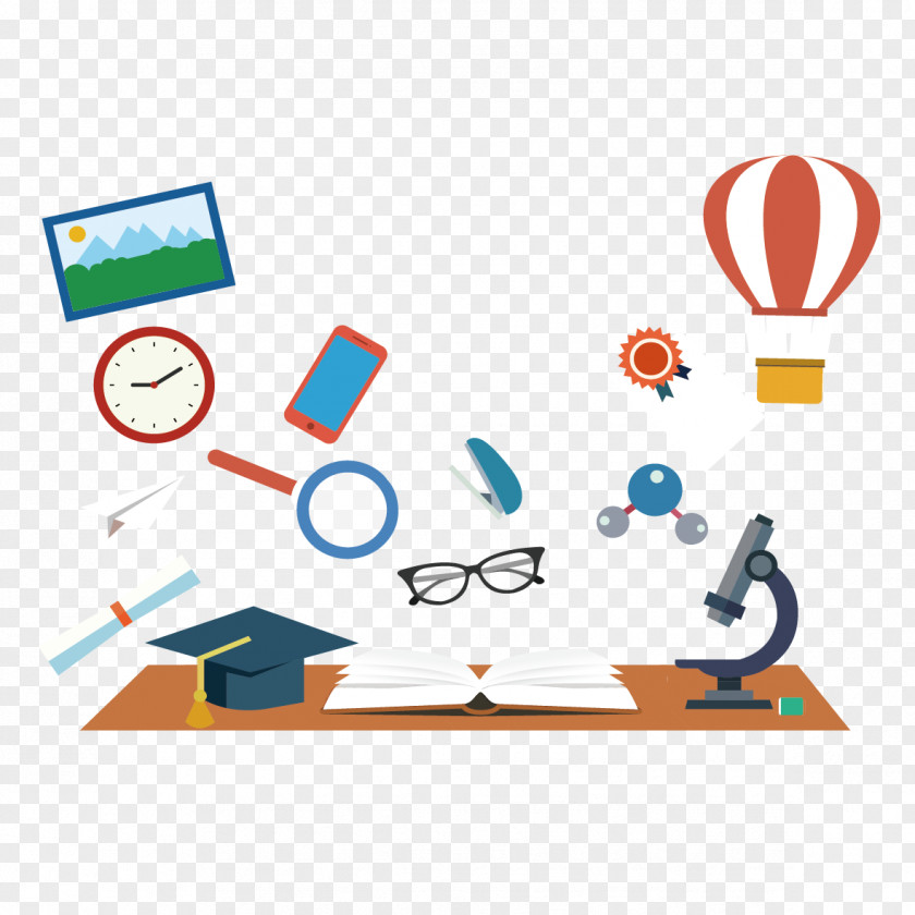 Flat School Supplies Euclidean Vector Illustration PNG