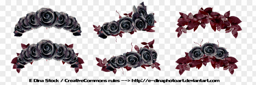 Goth Black Rose Flower Crown PNG