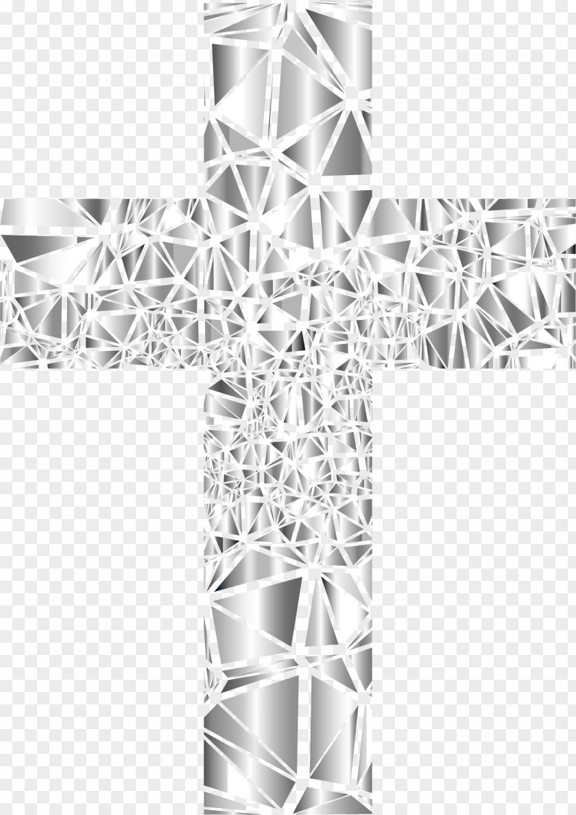 Low Poly Christian Cross Stained Glass Clip Art PNG