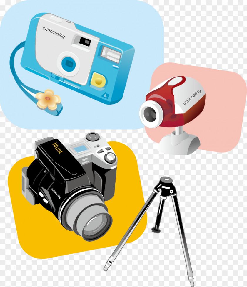 Decorative Illustrations Of Various Electronic Equipment Camera Digital Illustration PNG