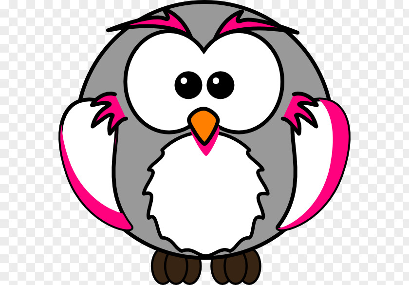 Pink Owl Bird Cartoon Clip Art PNG