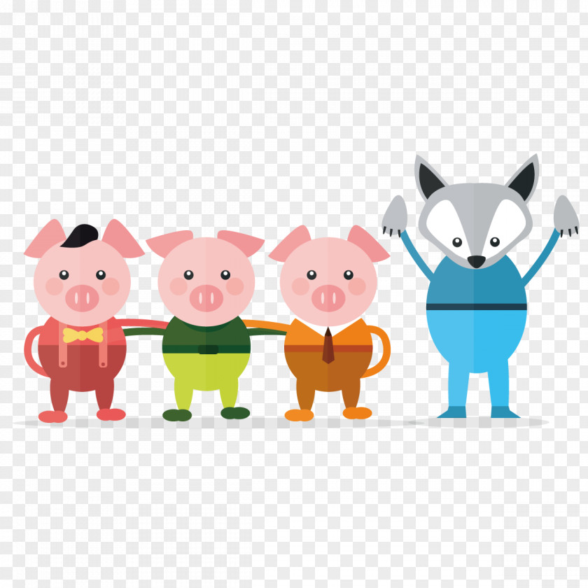 Vector Three Little Pigs Fairy Tale Illustration PNG