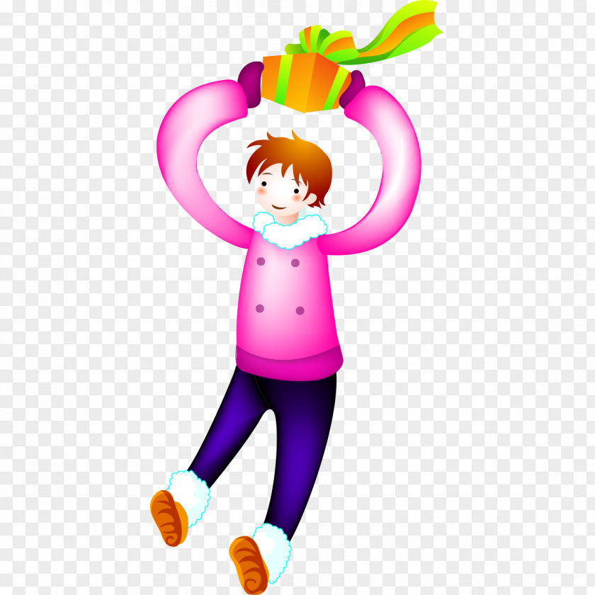 Boy Holding A Gift Clip Art PNG