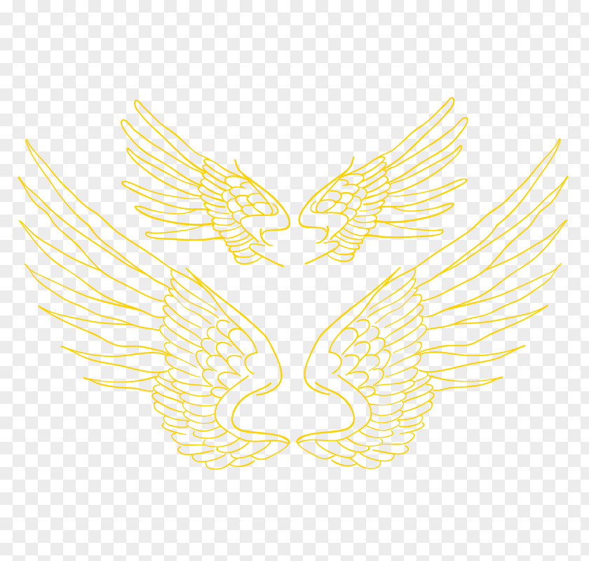 Hand-painted Bird Wings Yellow Illustration PNG