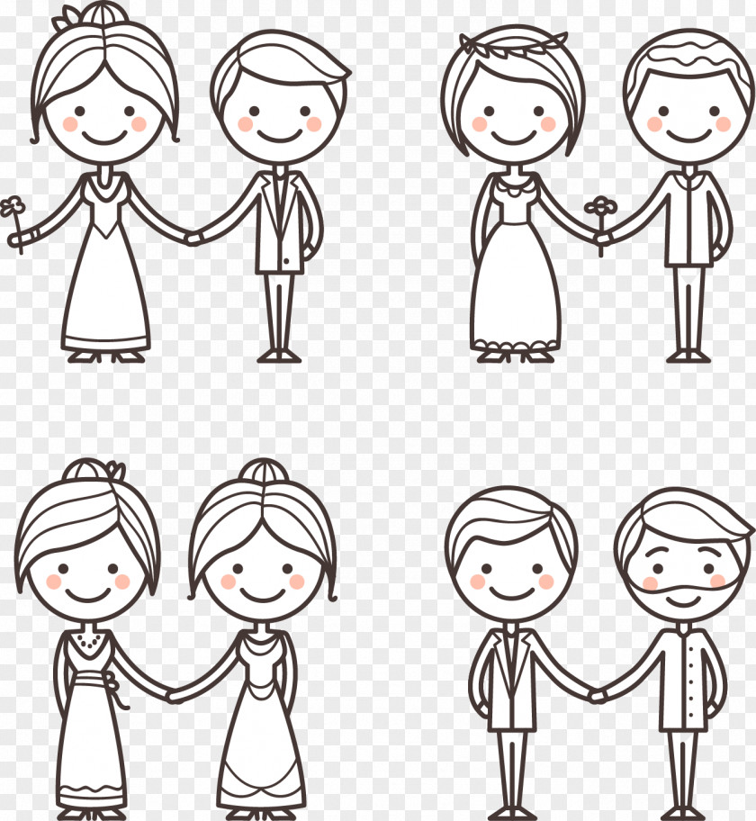 Simple Vector Artwork Bride And Groom Marriage Euclidean Couple Bridegroom Icon PNG