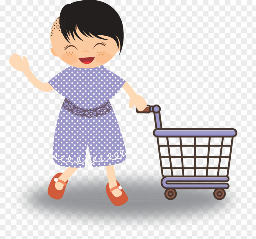 Boy Cartoon Shopping Cart PNG