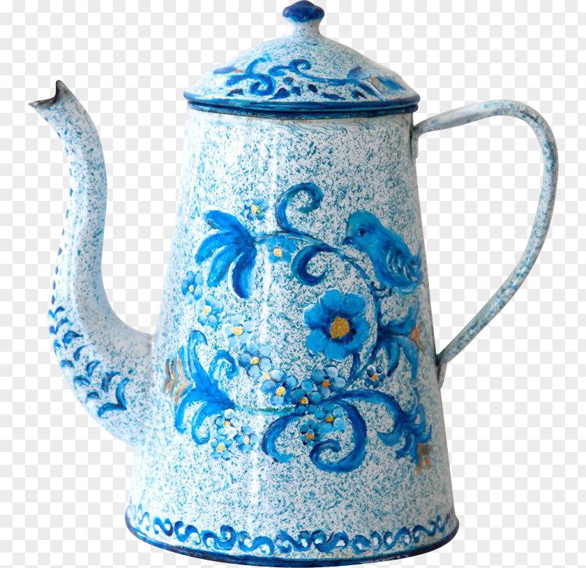 Hand-painted Birds Ceramic Teapot Porcelain Kettle Mug PNG