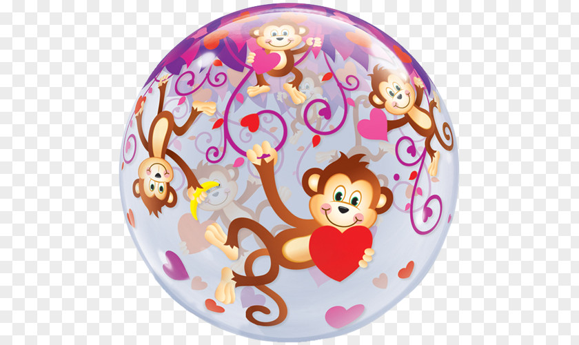 Holding Balloon Toy Valentine's Day Monkey Love PNG