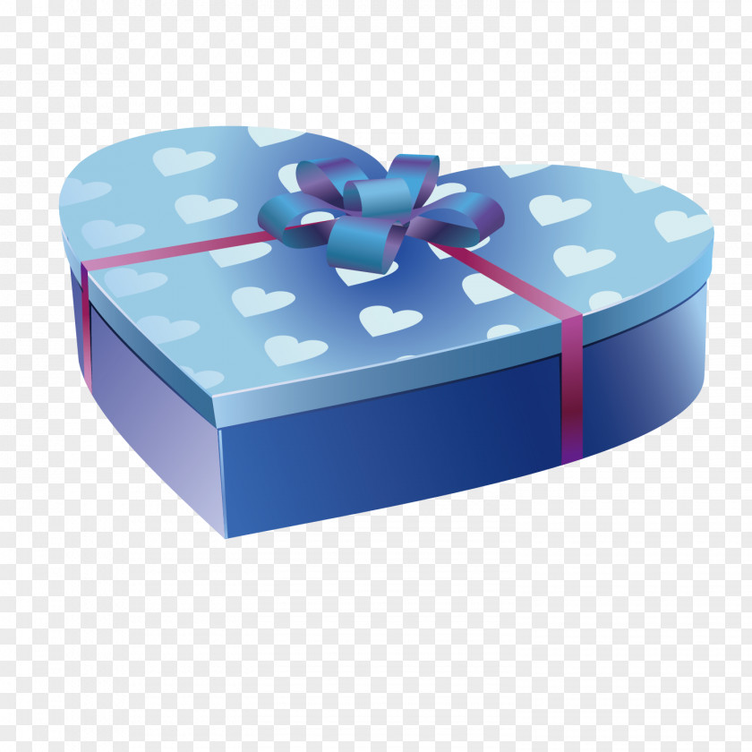 Vector Blue Love Gift Box PNG