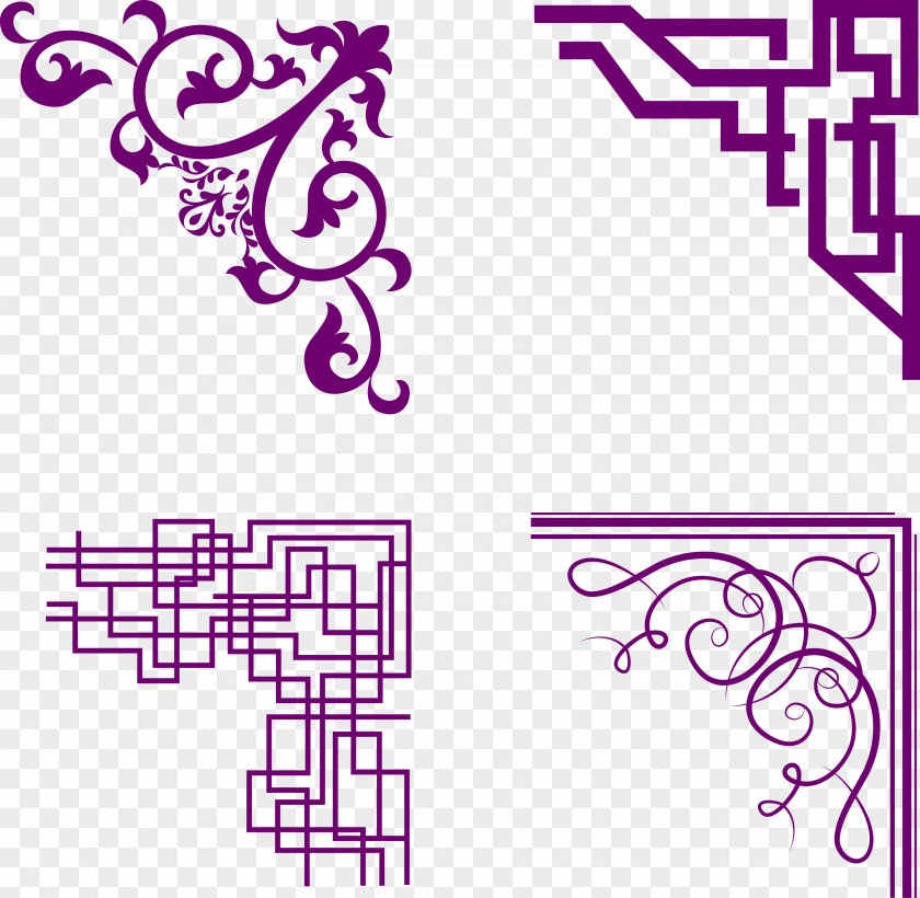 Violet Corners Graphic Design Ornament Pattern PNG