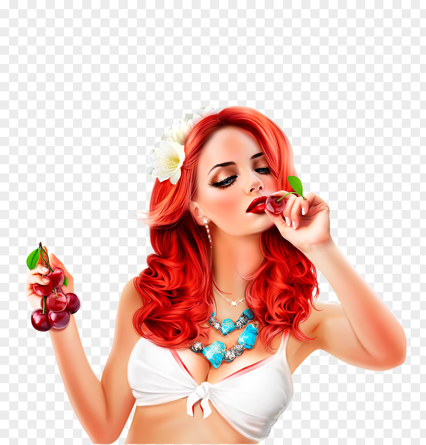 Woman Cherry Idea Graphic Design PNG