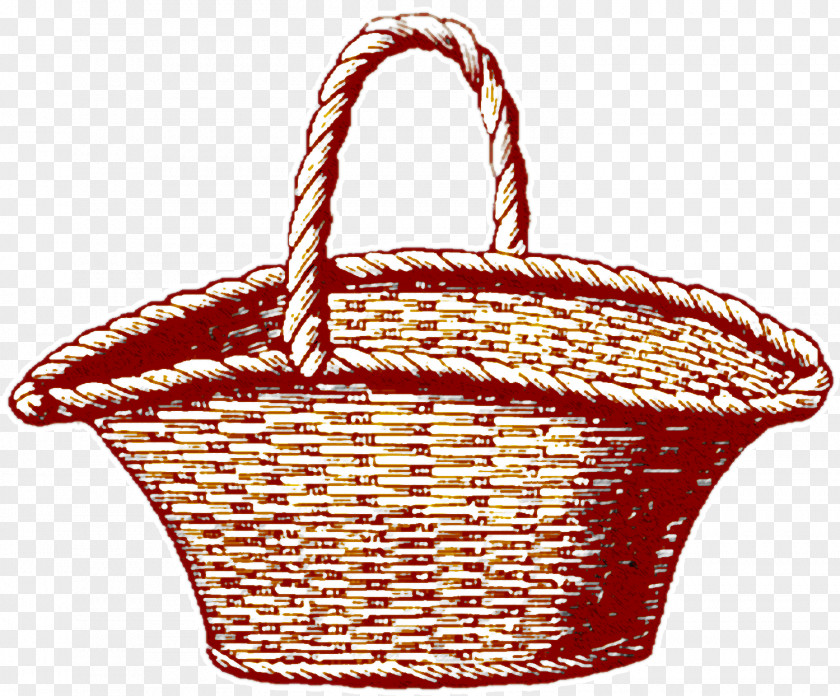 Hand-painted Vintage Red Basket Picnic Drawing PNG