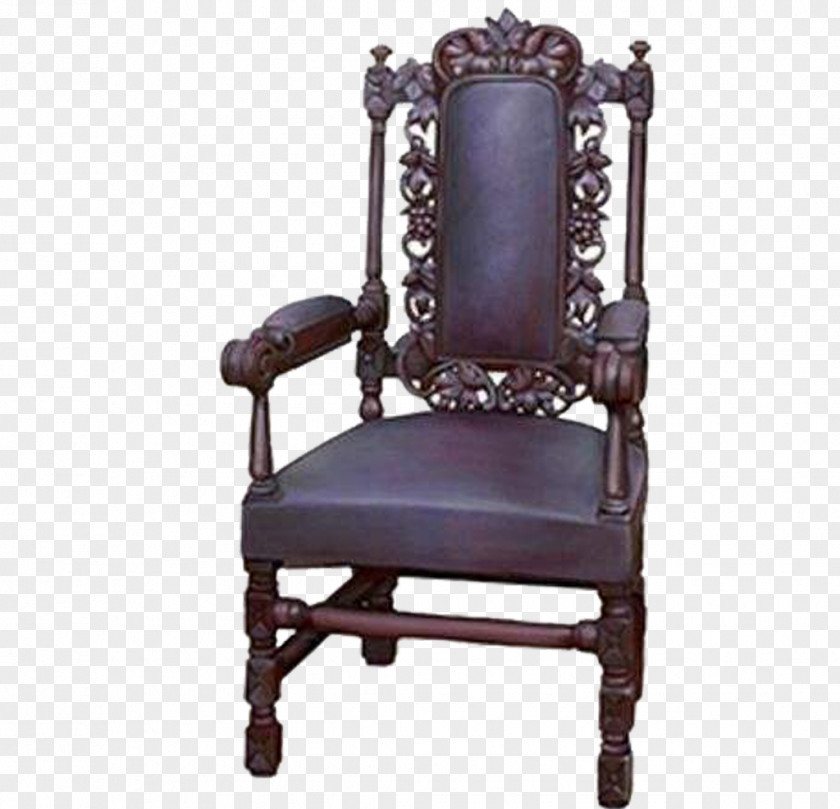 Common Carved Wood Texture Throne Wing Chair Table PNG