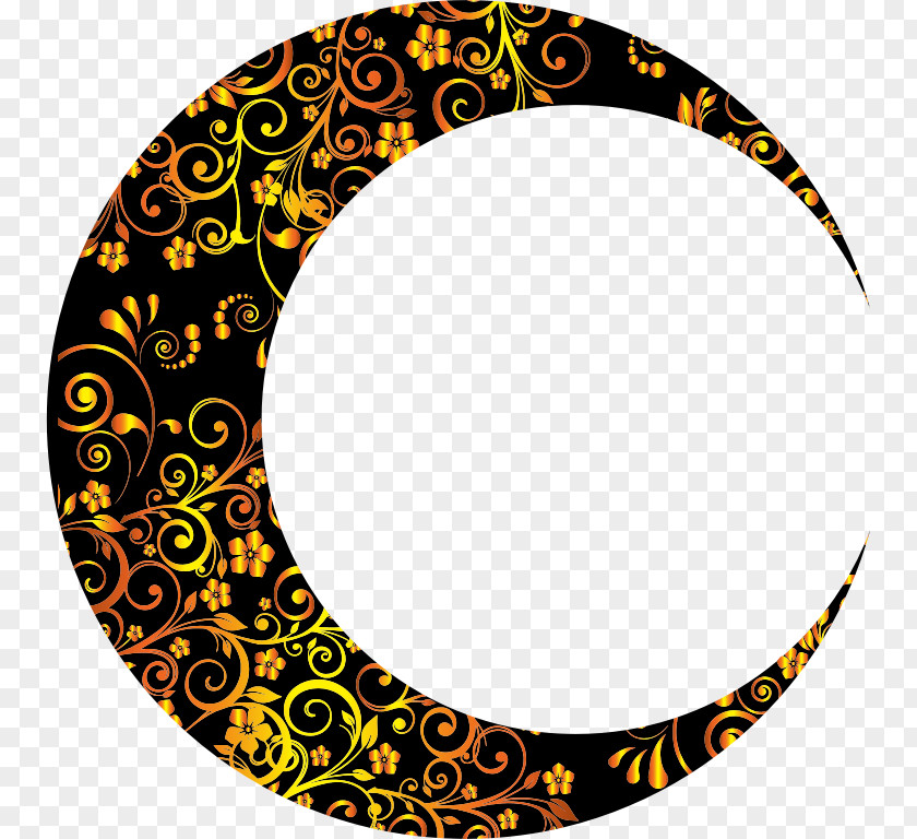 Gold Floral Lunar Phase Desktop Wallpaper Clip Art PNG