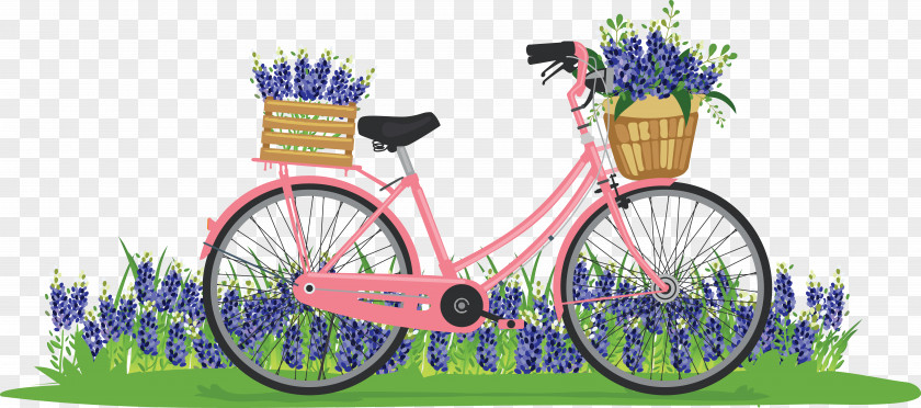 Lavender Flower Baskets For Bicycles Bicycle Wheel PNG