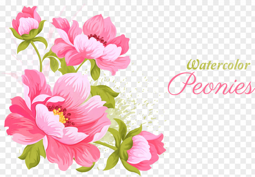 Pink Flowers Vector Material Wedding Invitation Watercolor Painting PNG