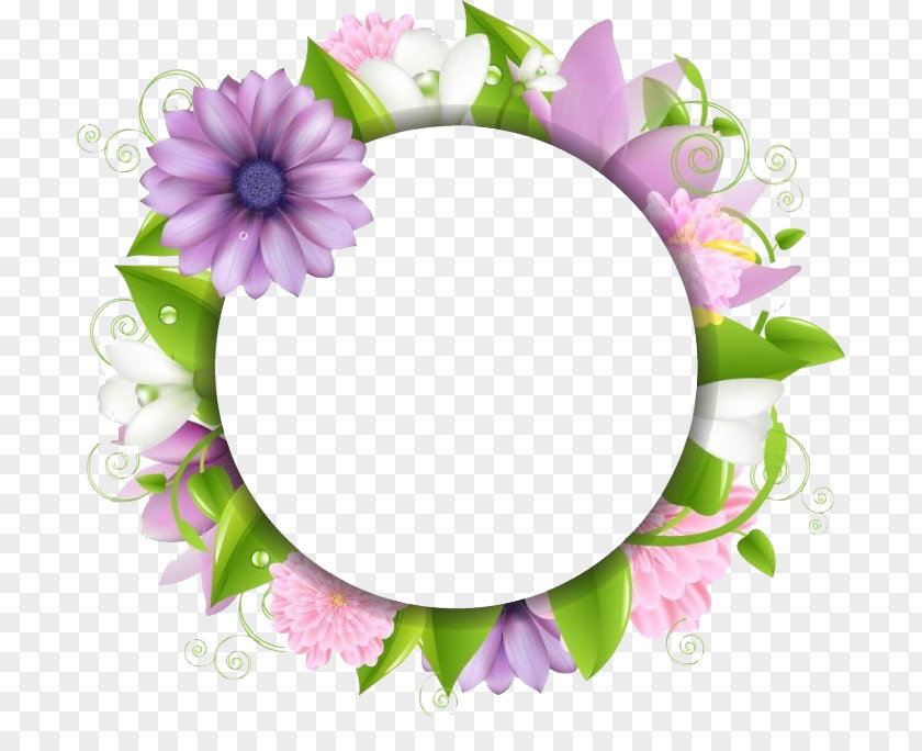 Purple Wreath Border Flowers Clip Art PNG