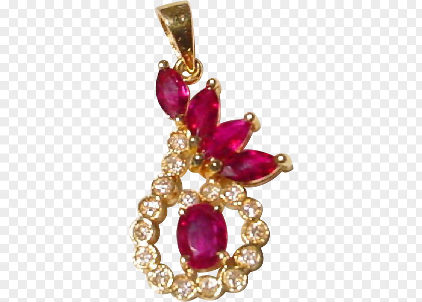 Ruby Charms & Pendants Necklace Body Jewellery PNG