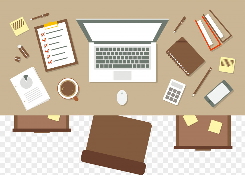 Vector Top View Of The Table Workspace Illustration PNG