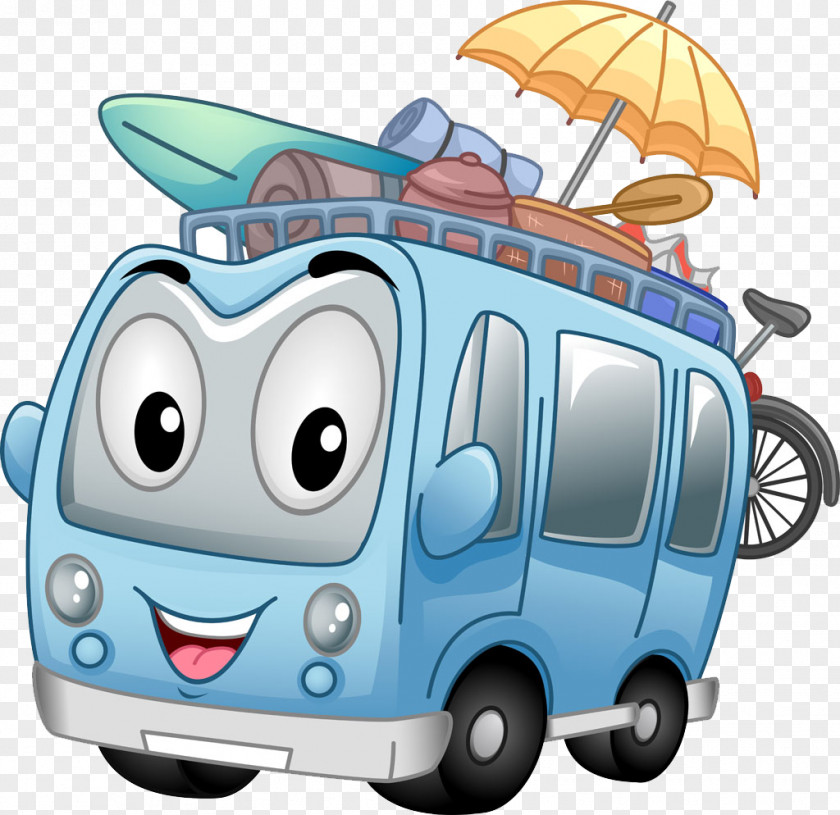Cartoon Bus Minibus Car PNG