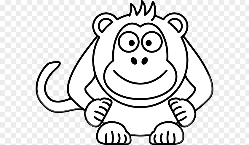 Spider Monkey Pictures Free Cartoon Black And White Drawing Clip Art PNG