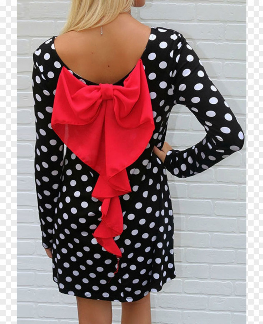 Bowknot Cocktail Dress Polka Dot Sleeve Clothing PNG