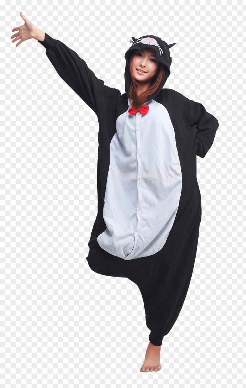 Black Cat Costume Pajamas Onesie Kigurumi PNG