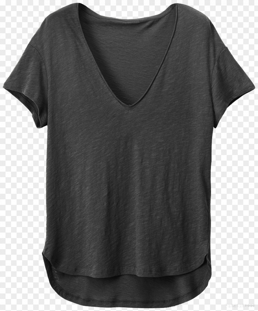 Black T-shirt Sleeve Shoulder Blouse PNG