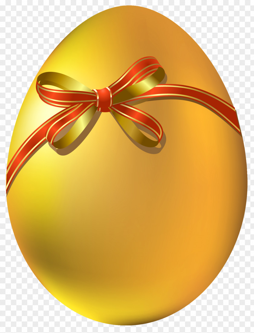 Gold Easter Egg With Red Bow Clipart Golden Clip Art PNG