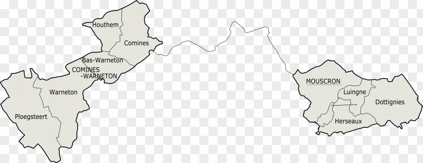 Map Arrondissement Of Mouscron Comines Warneton, Belgium Luingne PNG