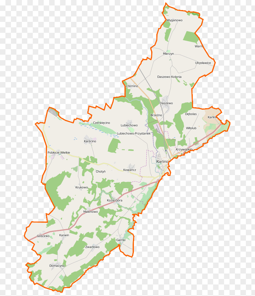 Map Karlino Wyganów, West Pomeranian Voivodeship Krzywopłoty, Mierzyn, Białogard County Mierzynek, PNG
