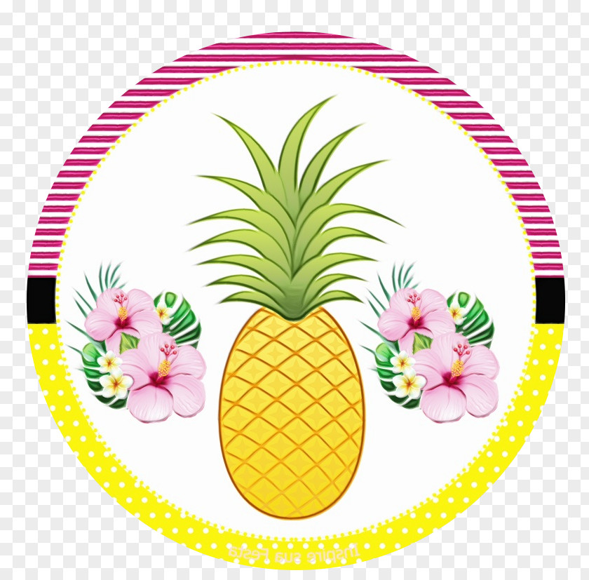 Oval Sticker Pineapple Cartoon PNG