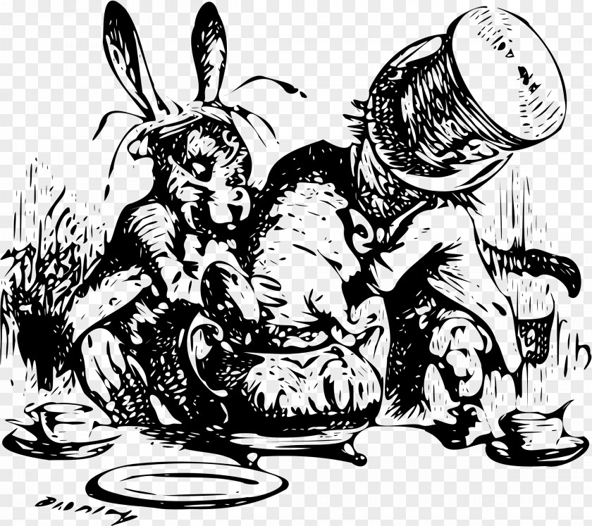 Alice In Wonderland Alice's Adventures The Mad Hatter White Rabbit March Hare Tenniel Illustrations For Carroll's PNG