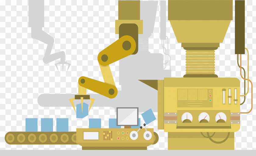 Production Line Packer Machine Factory Illustration PNG