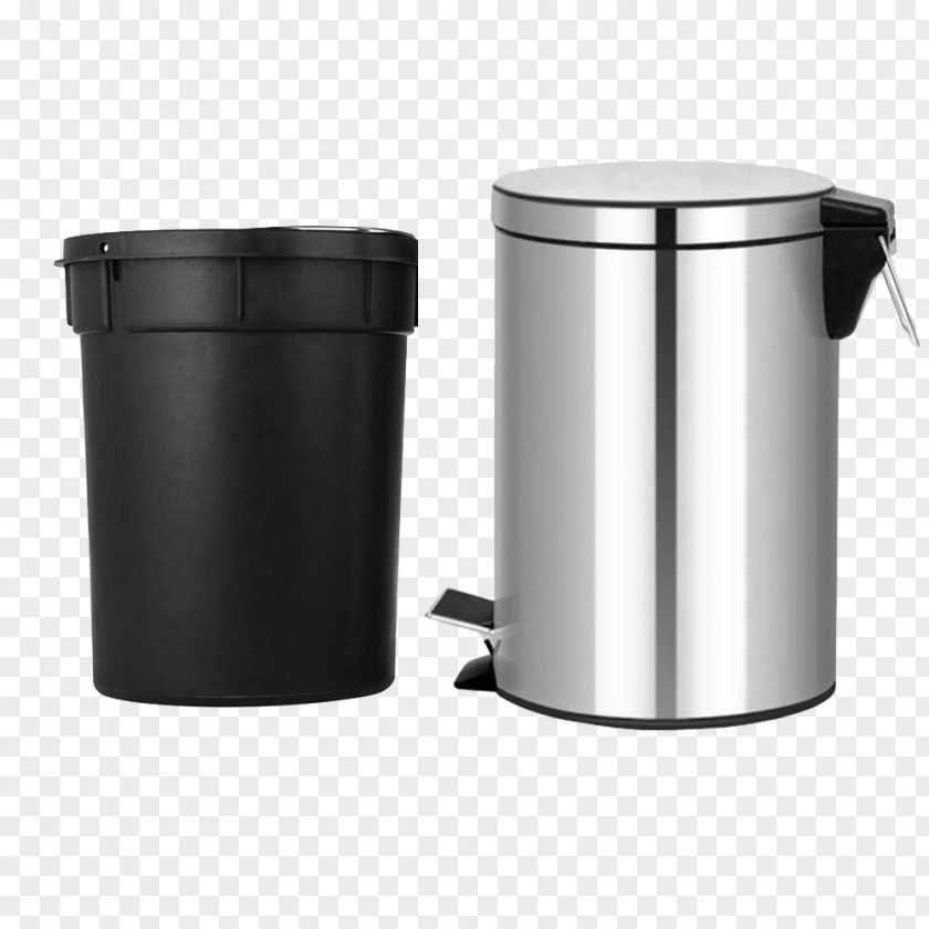 Silver Paper Barrel Waste Container PNG