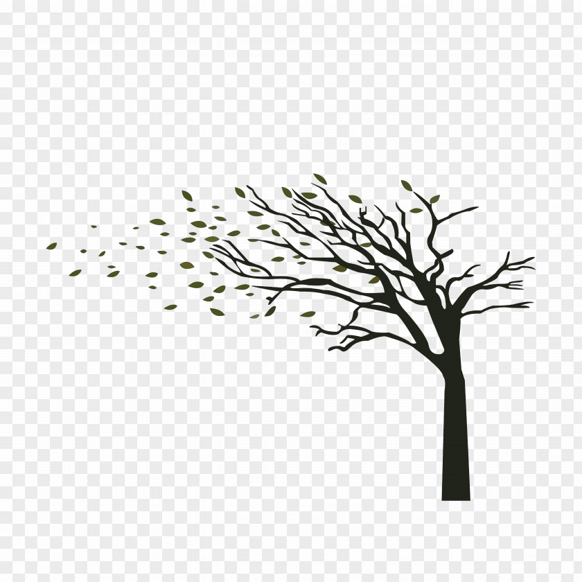 The Wind Blew Leaves Tree Branch Wall Decal PNG