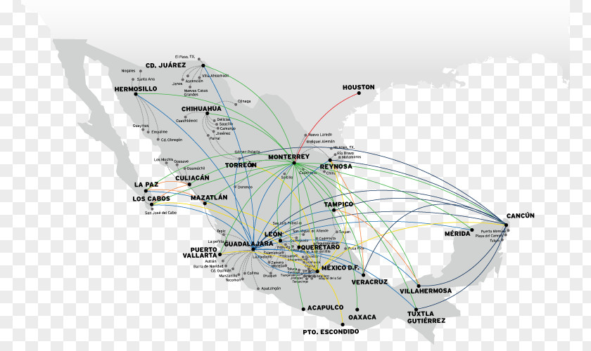 Aircraft Route Flight VivaAerobús Mexico Airline Low-cost Carrier PNG