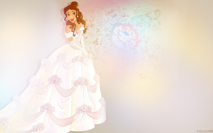 Belle Rapunzel Wedding Dress Desktop Wallpaper PNG