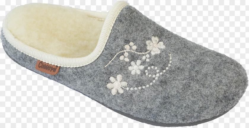 Sliping Slipper Shoe Wool Grey Embroidery PNG